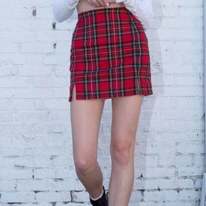 Brandy Melville red plaid skirt
